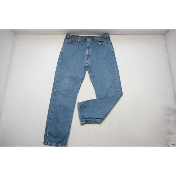 Levi's 505 Regular Fit Straight Rugged Denim Blue Jeans Mens Size 40 x 32 - Picture 2 of 8